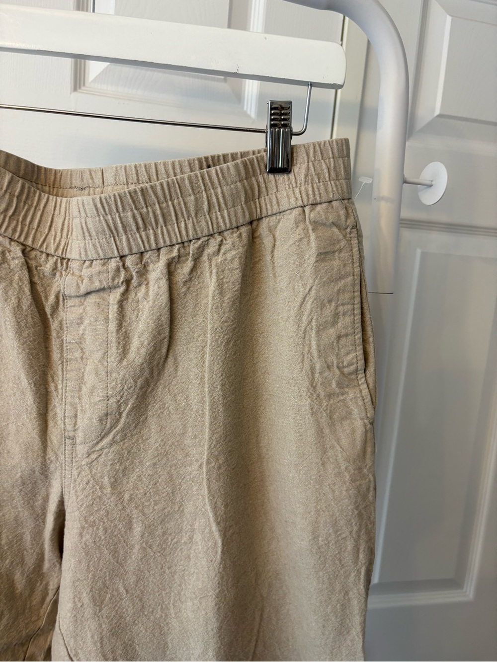 Frank & Oak Beige Linen Highrise Cropped Pants Size Large - Picture 3 of 10